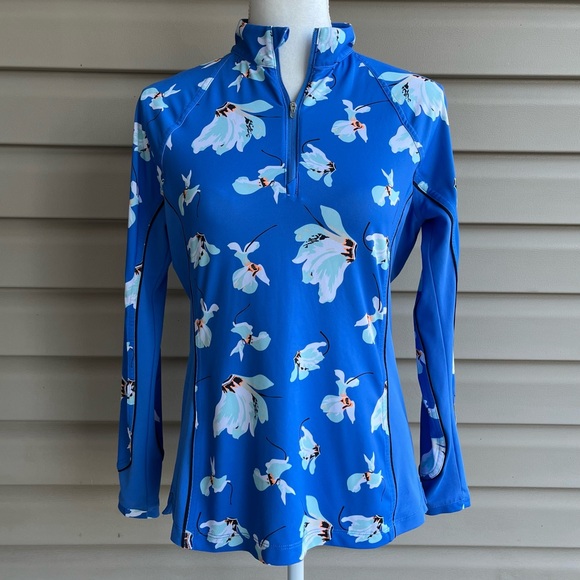 Peter Millar Tops - •Peter Millar• Cattley Floral UV Performance Quarter Zip Jacket - Size Small